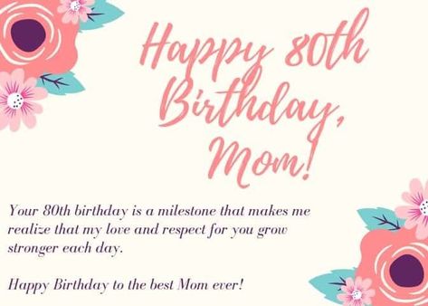 80th Birthday Wishes - Perfect Messages & Quotes to Wish a Happy 80th Birthday! 80th Birthday Quotes, Birthday Message For Mom, Funny Birthday Message, Happy Birthday For Her, 100th Birthday Card, 80th Birthday Decorations, Birthday Wishes For Mom, Mom Birthday Quotes, Birthday Quote