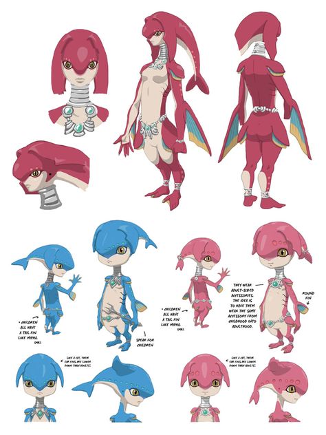 Adult and Child Zora Art from The Legend of Zelda: Breath of the Wild #art #artwork #videogames #gameart #conceptart #illustration #legendofzelda #breathofthewild #zeldabreathofthewild #zelda Zora Breath Of The Wild, Zora Concept Art, Legend Of Zelda Oc Male, Zora Zelda Art, Zora Reference, Zora Character Design, Loz Zora, Zora Legend Of Zelda, Breath Of The Wild Characters