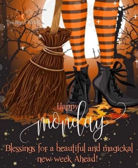 Good Morning Fall Happy Monday, Monday Halloween Humor, Happy Saturday Halloween Images, October Monday Quotes, Fall Monday Morning Quotes, Monday Fall Quotes, Monday October Quotes, Halloween Monday Quotes, Happy Monday Witches