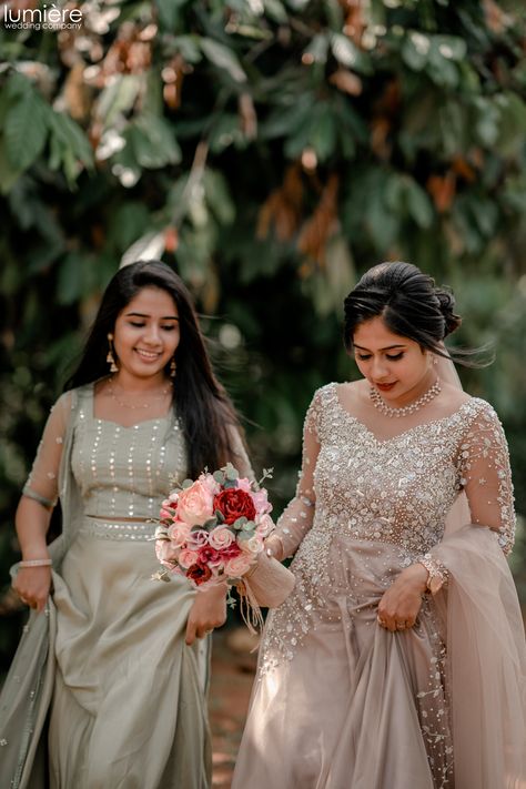 Wedding Dress For Sisters Wedding Indian, Kerala Bridesmaid Dresses, Bridesmaid Dresses Kerala Christian, Trent Dress, Bride Sister Dress, Dress For Bride Sister, Bridal Maid Dress, Kerala Engagement Dress, Christian Wedding Dress