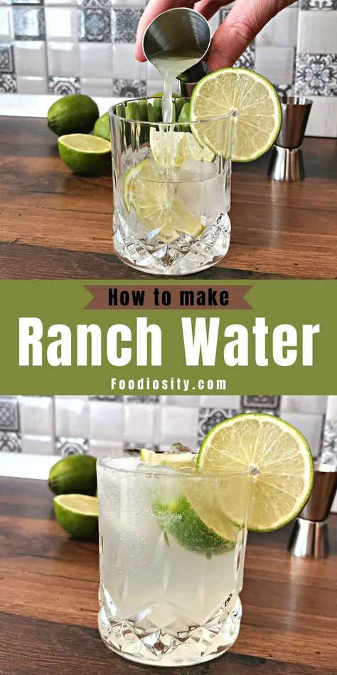 Homemade Ranch Water, Spicy Ranch Water Cocktail, Ranch Water Recipe Topo Chico, Ranch Water Mocktail, Ranch Water Cocktail Recipe, Topo Chico Drinks Recipes, Tonic Water Drinks, Bushwacker Drink, Texas Ranch Water