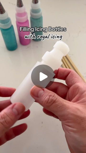 Icing Bottles For Cookies, Icing For Decorating Cookies, Gold Royal Icing, Semi Sweet Designs, Decorating Cookies, Cookie Icing, 10k Views, Gingerbread Houses, Squeeze Bottles