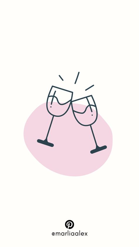 Wine Glasses Clinking Drawing, Clinking Glasses Tattoo, Cheers Glasses Drawing, Cheers Doodle, Cheers Drawing, Highlight Patterns, Wine Glasses Cheers, Cheers Tattoo, Cheers Illustration