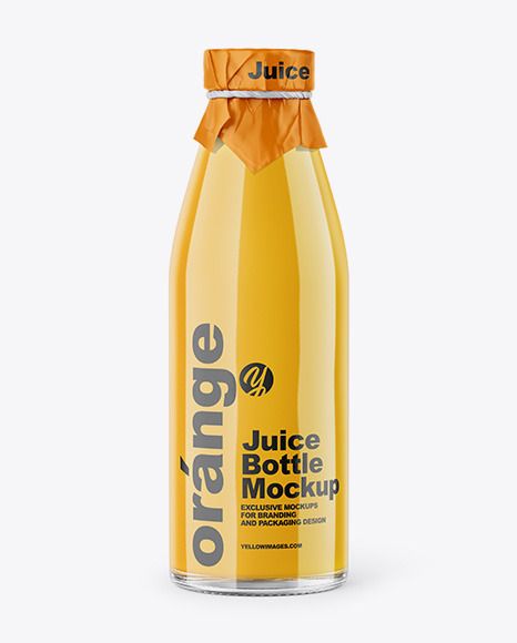 Clear Glass Bottle With Orange Juice Mockup Orange Juice Bottle Design, Aesthetic Juice Bottle, Glass Juice Bottles, Juice Packaging Design Bottle, Juice Glass Design, Juice Bottle Label Design, Orange Juice Packaging, Juice Bottle Design, Juice Label Design