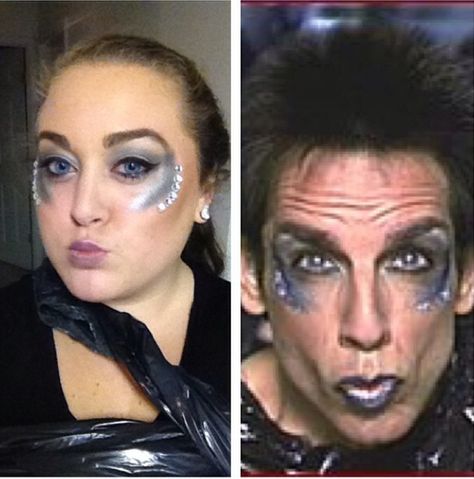 Zoolander makeup costume Zoolander Outfits, Derek Zoolander Costume, Zoolander Costume, Creepy Costume, Fun Halloween Party Games, Creepy Costumes, Halloween Couple, Face Paint Makeup, Makeup Stuff