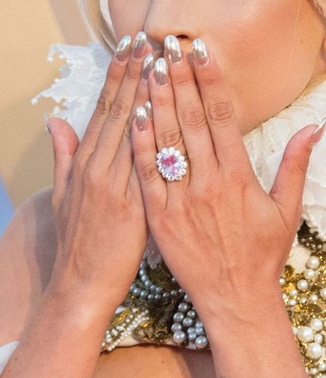 Lady Gaga's Engagement Ring Is a $400K Pink Sapphire Sparkler From Christian Carino Diamon Rings, Lady Gaga Engagement Ring, Channel Zero, Engagement Ring Pink, Pink Sapphire Engagement Ring, Pink Diamond Engagement Ring, Rings Pink, Pink Engagement Ring, Pink Sapphire Ring Engagement