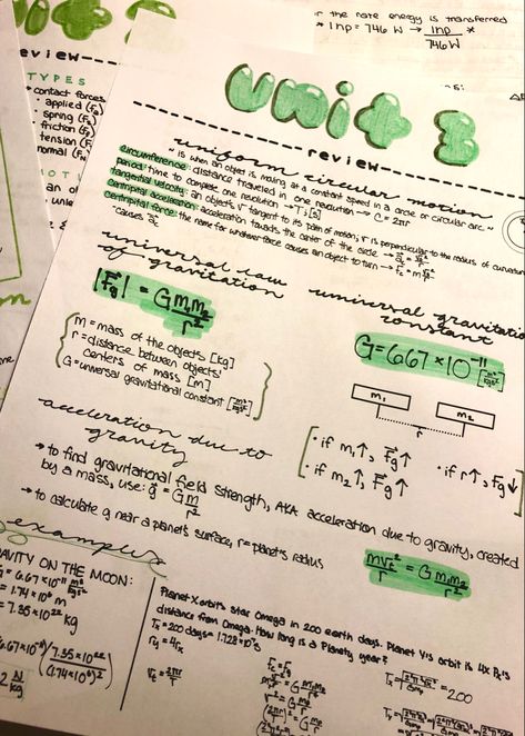 Physics review sheet :) #aesthetic #tiktok #green #notes #notestagram #studywithme #studygram #studentlife #highschool #college #physics #steminist Review Sheet Aesthetic, Green Math Aesthetic, Highschool Homeschool Aesthetic, Homeschool Aesthetic, Sheet Aesthetic, Review Notes, College Physics, Drama School, Math Notes