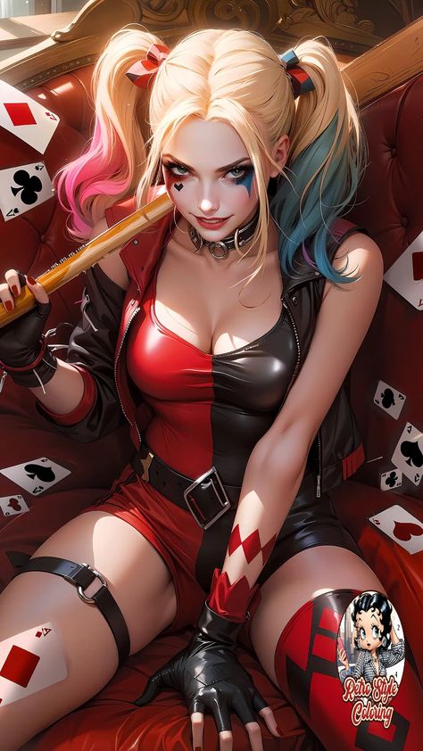 Harley Queen Tattoo, Harley Quinn Art Illustrations, Harley Quinn Wallpaper, Harley Quinn Illustration, Harley Quinn Tattoo, Der Joker, Harleen Quinzel, Joker Pics, Queen Tattoo