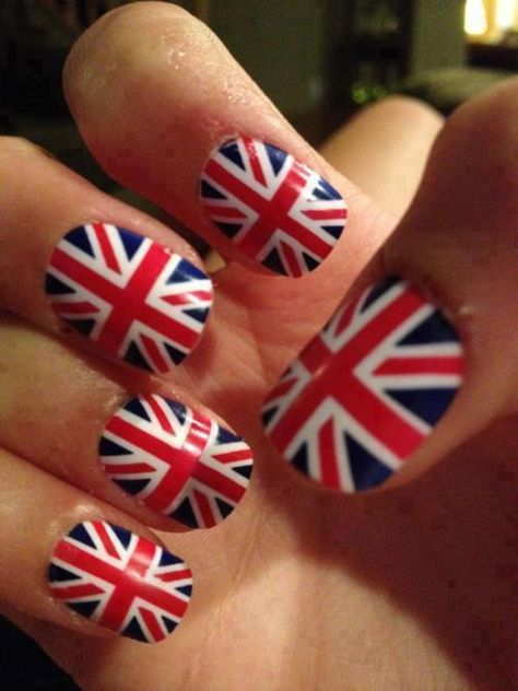 British Flag Nails, Union Jack Nails, Flag Nails, Uk Nails, British Things, Super Cute Nails, Uk Flag, British Invasion, Flag Art