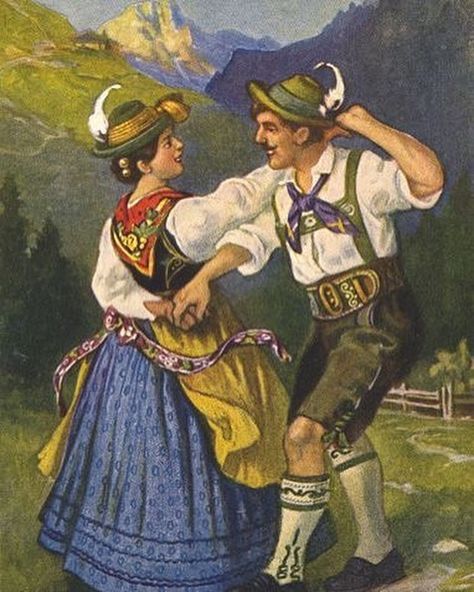 Tyrolean mountain dance #Tirol #Costumes German Costume, German Folk, Arte Van Gogh, Culture Clothing, Folk Design, Baltic States, National Costume, German Art, Folk Dance