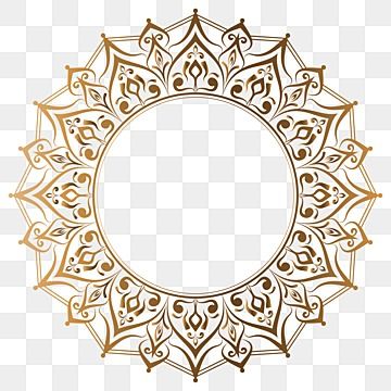 Islamic Circle Frame Png, Happy Birthday Islamic, Golden Circle Frame, Circle Frames Clipart, Mandala Gold, Gold Circle Frames, Gold Vector, Circle Png, Ganesh Puja