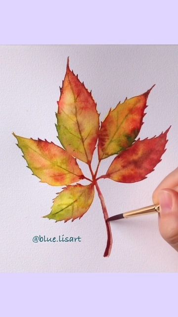 Lisa Lam 藍 | Watercolorist on Instagram: "My favourite autumn leaf 🍁" Watercolor Blending Colors, Metallic Watercolor Painting, Metallic Watercolor, Color Video, Art Tutorials Watercolor, Watercolor Flowers Tutorial, Paul Rubens, Watercolor Video, Watercolor Paintings For Beginners