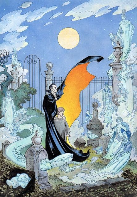 Cool Art: 'The Graveyard Book' by P Craig Russell P Craig Russell, Graveyard Book, Morpheus Sandman, The Graveyard Book, Neil Gaiman, Comic Book Artists, Comic Artist, Graveyard, Comic Books Art