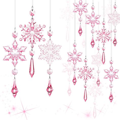 PRICES MAY VARY. 15 Pieces with 3 styles: 5 pieces each crystal ornaments for Christmas tree; 3 Styles snowflakes pendants with different shape designs and each shape is gorgeous and exquisite, with a variety of styles, you can decorate your room according to your needs; Snowflake style gives people a winter and bright feeling, very practical Material: the crystal Christmas ornaments are in light color, they also have different beauty in different point of view, giving a kind of dreamy atmospher Acrylic Snowflake, Winter Party Themes, Crystal Decorations, Ornaments For Christmas Tree, Pretty Christmas Trees, Unique Holiday Decor, Crystal Christmas Tree, Ornaments For Christmas, Pink Xmas