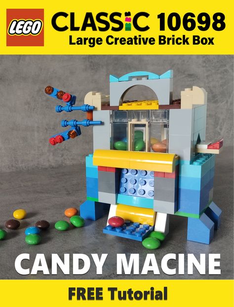 This MOC is an Alternate Build of LEGO classic set series 10698 Large Creative Brick Box. On my YouTube channel you will find a easy free video instruction on how to make Candy Machine. You can put dragee tic tac, m&m, skittles or any other smallest food. Build your small candy vending machine! DIY LEGO models! Want more ideas for set lego classic 10698? Subscribe to the Youtube channel LEGOidea. Did you like my custom? Give me a "Like"! Have fun building! Lego Alternate Builds, Lego 10698 Ideas, Lego Vending Machine, Lego Directions, Lego 10698, Lego Candy Machine, Candy Vending Machine, Lego Storage Organization, Lego Tutorials