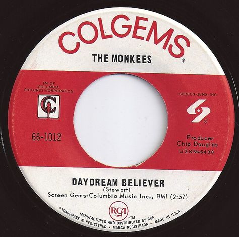 #1 on Billboard / Daydream Believer / Monkees Childhood Memories 60's, Daydream Believer, 1960s Music, Uk Design, Old Records, 45 Records, Oldies Music, 70s Music, Davy Jones