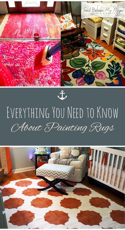 How to paint your own rug! Painting An Area Rug, Painted Carpet Diy Ideas, Painting A Rug Diy, Paint Rug Diy, How To Paint A Rug Diy, How To Paint Rugs Diy, How To Paint A Rug, Painted Rugs Diy, Overdyed Rugs Diy