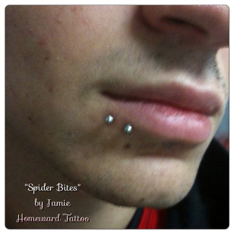 Spider bites Spider Bites Piercing, Finger Piercing, Spider Bite Piercing, Spider Bites, Cool Piercings, Tattoos And Piercings, Piercings, Cool Hairstyles, Nose Ring