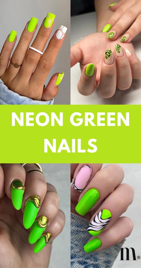 50 Best Neon Green Nails You Have To Try [2024] Fluorescent Green Nails, Lime Green Nails Design Ideas, Neon Green Almond Nails, Neon Nails Ideas, Aesthetic Nails Green, Lime Green Nails, Classic Nail Art, Sophisticated Manicure, The Best Nails