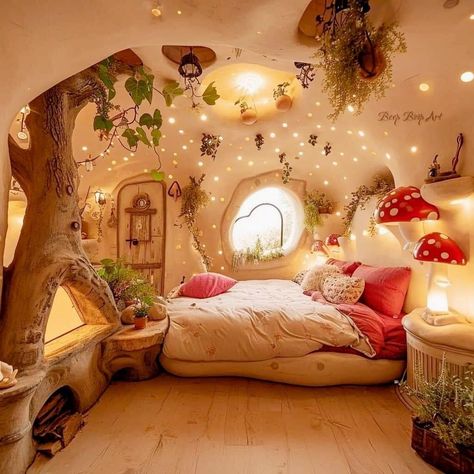 Mushroom Bedroom, Fairytale Room, Craft Nook, Pleasing Photos, Cottagecore Bedroom, Dream Bedroom Inspiration, Fun Room, Lights Bedroom, Cute Bedroom Decor