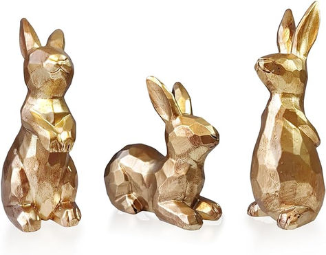 Gold Bunny Figurines, Resin Easter Bunny Decor Set of 3, Small Rabbit Decoration for Easter Home Spring Decor Easter Bunny Figurines, Rabbit Statue, Small Rabbit, Rabbit Decor, Bunny Figurine, Rabbit Figurine, Easter Bunny Decorations, Bunny Decor, Easter Decoration