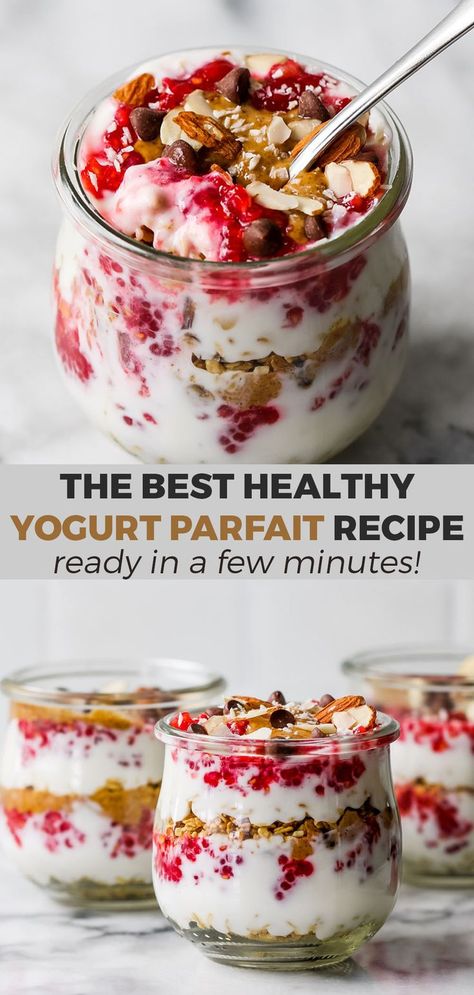 Healthy Parfait Recipes, Breakfast Parfait Recipes, Healthy Yogurt Parfait, Yogurt Recipes Healthy, Healthy Parfait, Yogurt Parfait Recipe, Fruit And Yogurt Parfait, Parfait Recipe, Granola Parfait