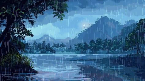 Pixel art river landscape illustration | AI-generated image Pixel Art Scenery, Pixel Landscape, Art Scenery, River Landscape, Landscape Illustration, Pixel Art, Graphic Resources, Paradise, Illustration Art