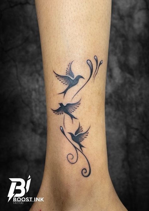 Super Unique Tattoos, Bird Infinity Tattoo, Bird Foot Tattoo, Jamaican Tattoos For Women, Mother Of Three Tattoo Ideas, 96 Tattoo, Three Little Birds Tattoo, Jamaican Tattoos, Bird Tattoo Sleeves