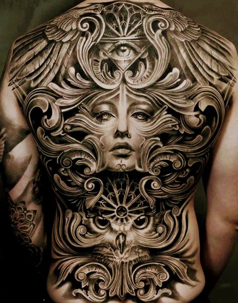 Natur Tattoo Arm, Backpiece Tattoo, Back Piece Tattoo, Full Back Tattoos, Back Tattoos For Guys, Greek Tattoos, Back Piece, Large Tattoos, Dark Tattoo