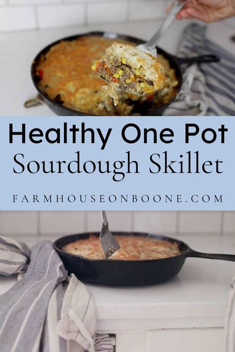 Healthy One Pot Meals Cast Iron Cooking Sourdough Skillet sourdough bread. Sourdough Skillet, Homemade Breakfast Recipes, Recipe Using Sourdough Starter, Healthy One Pot Meals, Sourdough Starter Discard Recipe, Homemade Lunch, Homemade Sourdough, One Skillet Meals, Easy Healthy Lunches