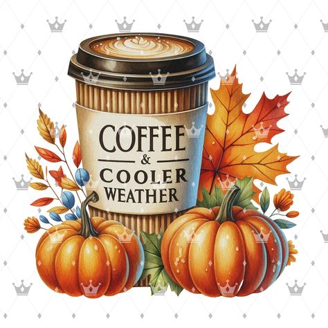 Fall And Coffee Wallpaper, Fall Coffee Drinks, Thanksgiving Coffee, Drink Png, Leaves Watercolor, Fun Fall Activities, Coffee Png, Fall Drinks, Fall Coffee