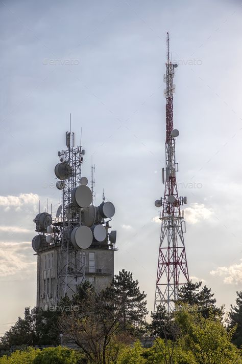 ommunication tower by EdVal. Mobile communication tower with control devices and antennas, transmitters and repeaters for mobile communications an... #AD #Mobile, #communication, #control, #ommunication Radio Tower Aesthetic, Communication Tower, Radio Tower, Cell Tower, Cb Radio, Corporate Brochure, Antennas, Study Materials, Rocket