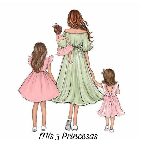 Mom And 3 Daughters, Sisters Drawing, Girl Qoutes, Mother Daughter Art, Sisters Photoshoot Poses, Idee Babyshower, Baby Print Art, Sisters Photoshoot, Tasteful Tattoos