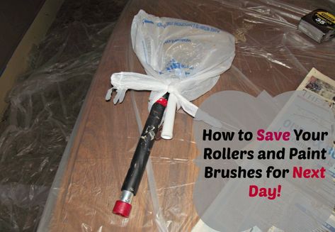 Reuse Paint Rollers and Brushes - TIe a sack around it and put in freezer. Then the next day when you get ready to start painting. Take out of freezer and let thaw for 30-minutes before you start painting!! Works like a charm! Maggy Recipes, How To Paint Behind A Toilet, Paint Brushes And Rollers, Acrylic Crafts, Farmhouse Fixer, Paint Rollers, Cleaning Paint Brushes, Crafts For Teens To Make, Start Painting