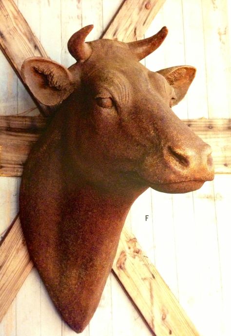 Rustic Vintage Wall Mount Cow Head - I want him in a smaller version! Cow Head Decor, Park Hill Collection, English Farmhouse, Park Hill, Cow Decor, Cow Head, Brown Walls, Animal Masks, A Cow