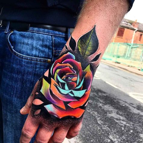 Herren Hand Tattoos, Rose Hand Tattoo, Rose Tattoos For Men, Pretty Hand Tattoos, Tattoo Magazine, Skeleton Hand Tattoo, Hand Tattoos For Women, Tatuaje A Color, 3d Tattoos