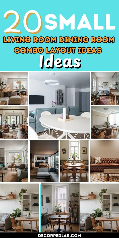 Make the most of your small space with these 20 stylish and functional combo living and dining room layouts. Combine Living Room And Dining Room Small Spaces, Small Open Living Room Dining Room, Dining Room Layout Plan, Combo Dining And Living Room, Small Space Living Dining Room Combo, Living And Dining Room Combo Small Space, Create Dining Space In Living Room, Split Dining Room And Living Room Layout, Living Dining Combo Layout