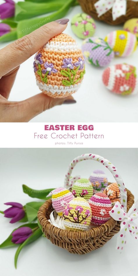 Easter Crochet Patterns Free, Egg Crochet, Amigurumi Easter, Crochet Easter Basket, Easter Egg Pattern, Crochet Easter, Easter Crochet Patterns, Easy Crochet Patterns Free, Easter Egg Designs