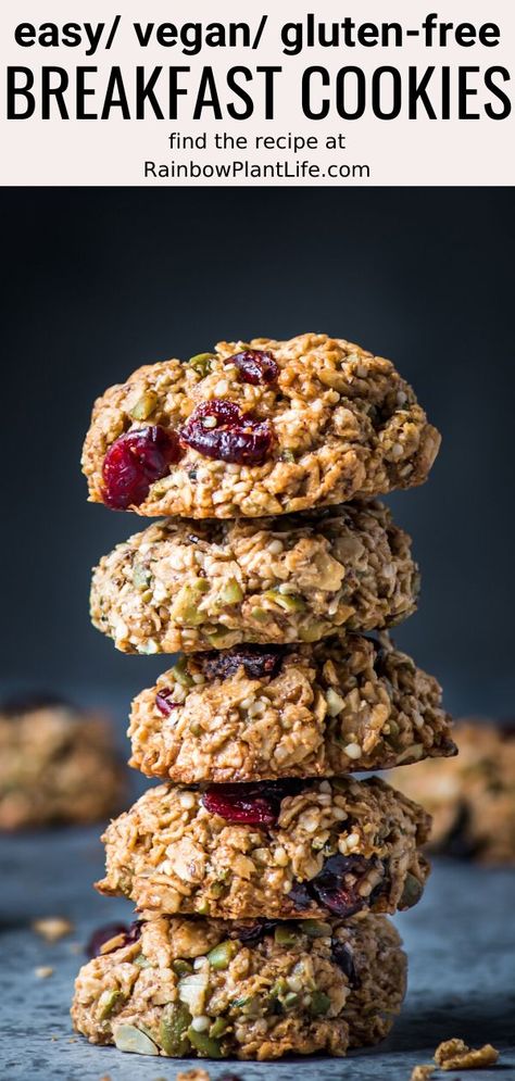 Vegan Breakfast Cookies, Breakfast Cookies Gluten Free, Deceptively Delicious, Vegan Gluten Free Breakfast, Oatmeal Breakfast Cookies, Breakfast Cookies Healthy, Cookies Gluten Free, Healthy Vegan Breakfast, Chewy Cookies