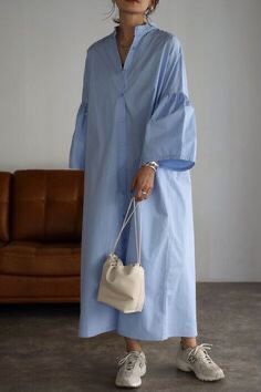 Long Kimono Outfit, Summer Outf, Blue Frock, Female Clothes Outfits, Fashion Top Outfits, Trendy Fashion Tops, Muslimah Fashion Outfits, Hijab Fashion Inspiration, Fashionista Clothes