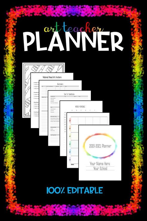 Curriculum Planner, Editable Planner, Teacher Lessons, Planner Art, Lesson Planner, Perfect Planner, Art Curriculum, Teacher Printable, Art Teachers