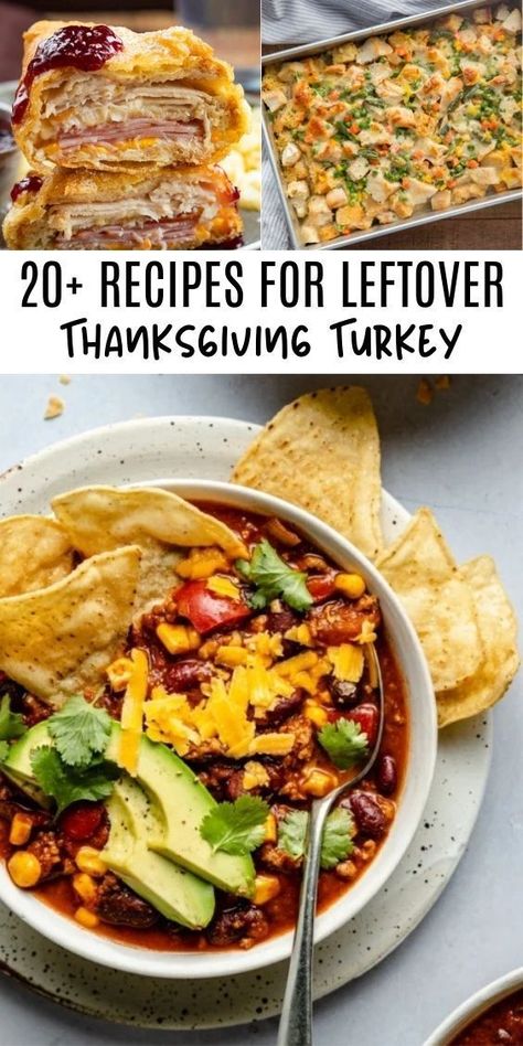 Delicious Leftover Thanksgiving Turkey Ideas ~ Wondering what to do with your turkey leftovers? Dive into this collection of mouthwatering recipes! From creamy turkey pot pie to zesty turkey enchiladas, you’ll find easy and tasty ways to enjoy your leftovers. Get inspired to create something new tonight! #LeftoverThanksgivingTurkey #TurkeyRecipes #ThanksgivingIdeas Thanksgiving Leftover Ideas, Turkey Thigh Recipes, Leftover Turkey Chili, Leftover Thanksgiving Turkey Recipes, Easy Leftover Turkey Recipes, Turkey And Dumplings, Leftover Ideas, Turkey Crockpot Recipes, Turkey Ideas