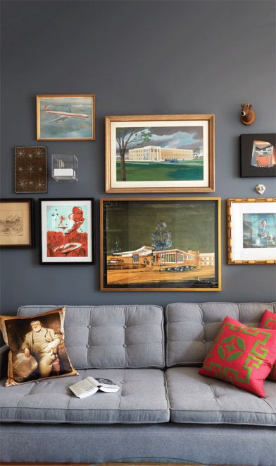 10 ways to display art and collectibles Neutral Paint Colours, Above Sofa, Best Neutral Paint Colors, Neutral Paint Color, Contemporary African Art, Neutral Paint Colors, Relaxation Room, Sofa Bed With Storage, Dark Walls