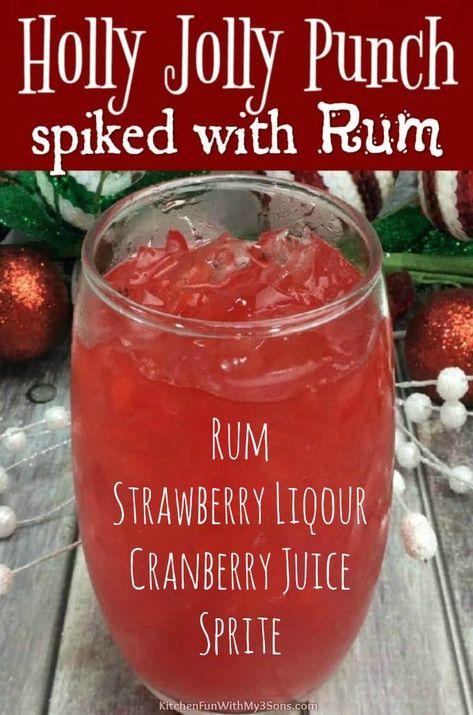 Jolly Spiked Rum Holiday Punch is a delicious combination of rum, strawberry, and cranberry that is perfect for holiday parties! #spikedpunch #holidaypunch #captainmorgan #rumcocktail Holiday Punch Recipes, Spiked Punch, Holiday Punch Recipe, Christmas Drinks Alcohol Recipes, Xmas Drinks, Christmas Drinks Recipes, Christmas Drinks Alcohol, Recipe Thanksgiving, Christmas Punch Recipes