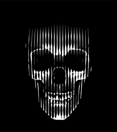 Line skull vector illustration. Spooky lighting from bellow. Frontal view of human skull made by white vertical lines on black background. Spooky Lighting, Halftone Art, Surfboard Art Design, Skull Icon, Skull Light, Vw Art, Arte Peculiar, Line Art Vector, Tshirt Printing Design