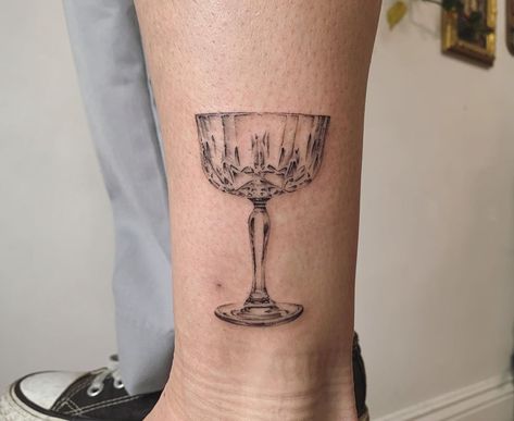 Lucy C Tattoos | A coupe glass, thank you so much Maddy!! 🥂 . . . . . . . . . . . #blackworktattoo #finelinetattoo #dotworktattoo #dotwork #crystaltattoo… | Instagram C Tattoos, Wine Tattoo, Glass Tattoo, Melbourne Tattoo, Timeless Tattoo, Black Art Tattoo, Crystal Tattoo, Dot Tattoos, C Tattoo