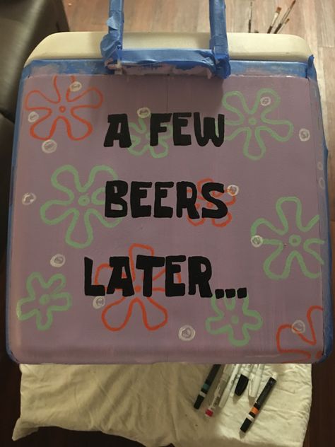 Gifts For Fraternity Guys, Painting Coolers For Guys Fraternity, Drake Frat Cooler, Frat Coolers Myrtle Beach, Frat Room Decor, Formal Cooler Ideas Nola, Sorority Coolers Painted, Funny Frat Coolers, Frat Cooler Inspiration