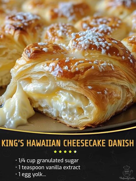 Hawaiian Cheesecake Danish, Cheesecake Danish, Hawaiian Cheesecake, Danish Recipes, Polish Desserts, Hawaiian Sweet Rolls, King Food, Chicken Marsala, Sweet Rolls