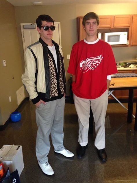 Ferris Bueller and Cameron show up at Auburn! Cameron Ferris Buellers Day Off Costume, Cameron And Ferris Costume, Ferris Bueller And Cameron Costume, Ferris And Cameron, Ferris Beuler Costume, Funny Costumes From Movies, Ferris And Cameron Costume, Ferris Bueller Halloween Costume, Ferris Bueller Couple Costume