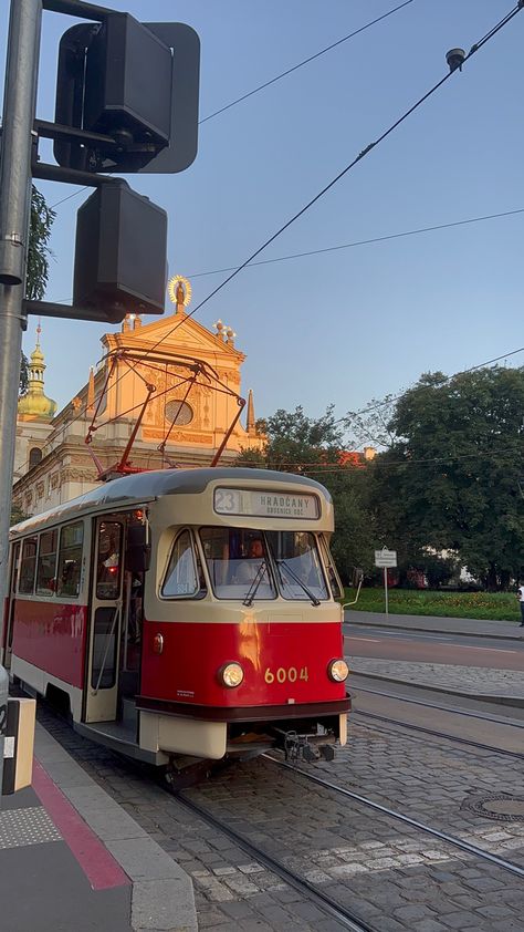 #prague #tram #town #downtown Touring Aesthetic, Prague In Summer, Prague Czech Republic Aesthetic, Study Abroad Madrid, Prague Summer, Prague Aesthetic, Prague Architecture, Summer Abroad, Praha Prague